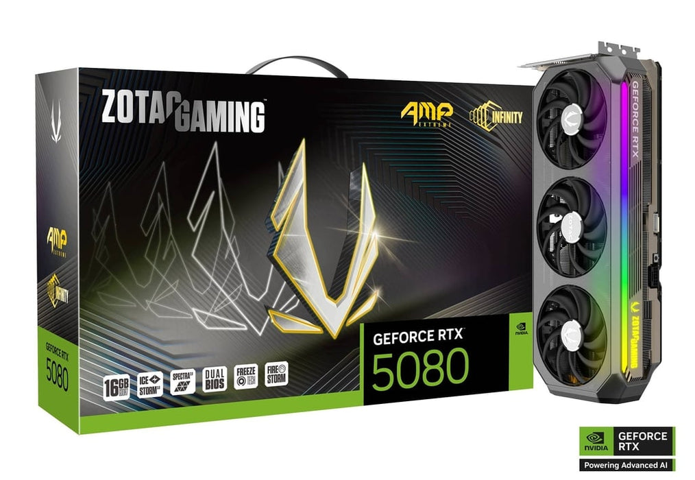 ZOTAC GAMING GeForce RTX 5080 AMP Extreme INFINITY 16GB GDDR7 Graphics Card
